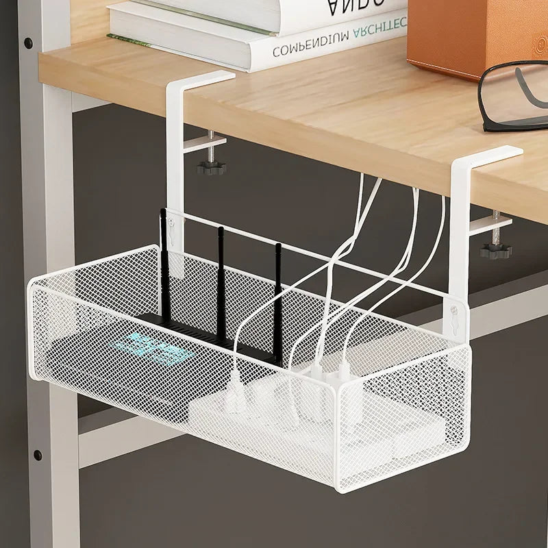 Adjustable Under-Desk Cable Management Tray with Clamp Mount for Professional and Home Environments