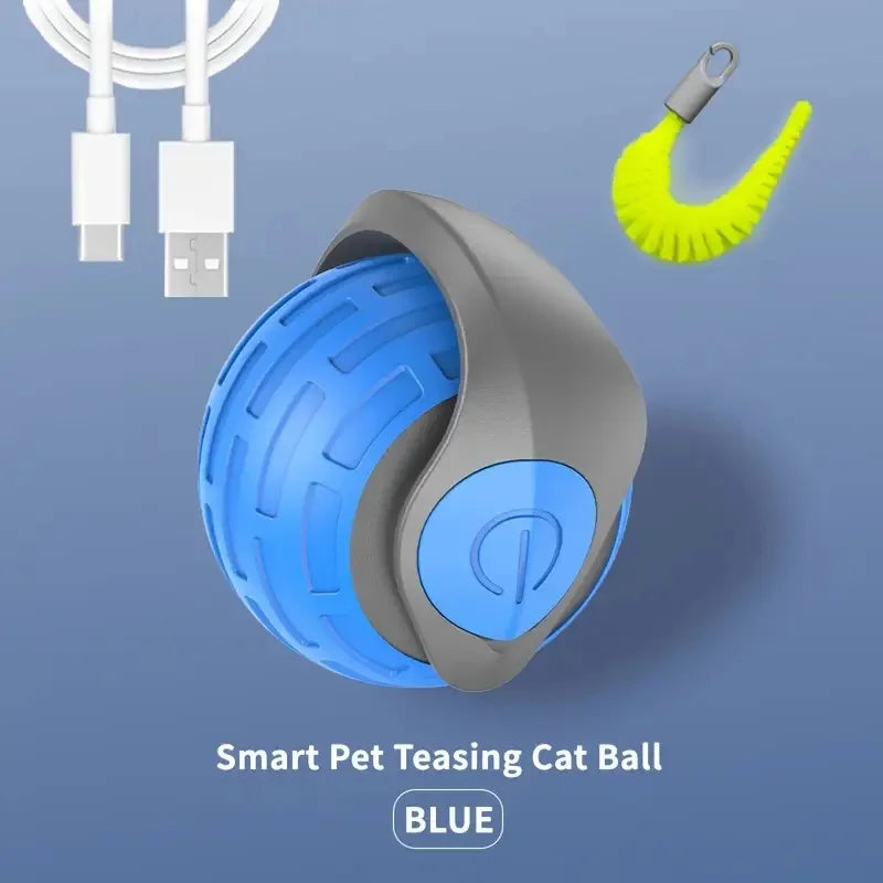 Automatic Interactive Smart Cat Toy - USB Rechargeable Rolling Ball and Mouse Car Teaser Blue G