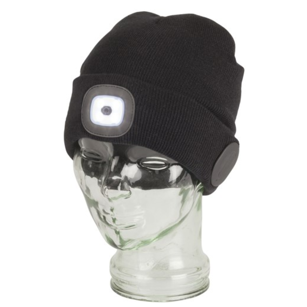 ST3217 - Black Beanie with Bluetooth® Speakers and LED Torch