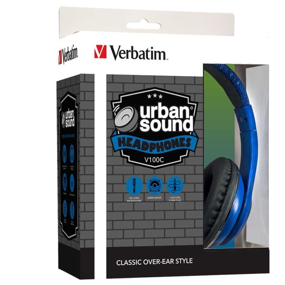 Verbatim Classic Stereo Headphones with Microphone Blue