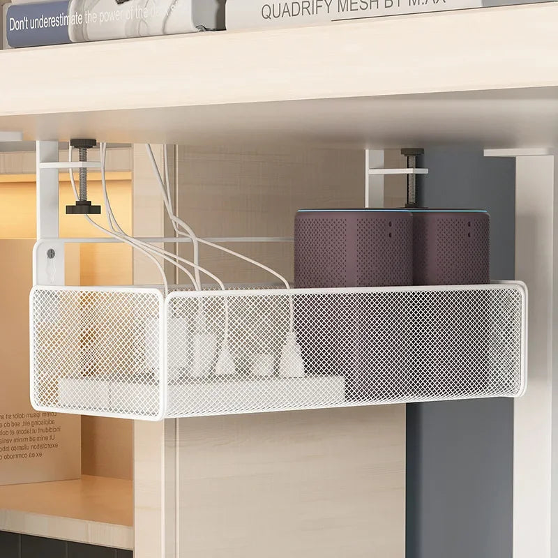 Adjustable Under-Desk Cable Management Tray with Clamp Mount for Professional and Home Environments