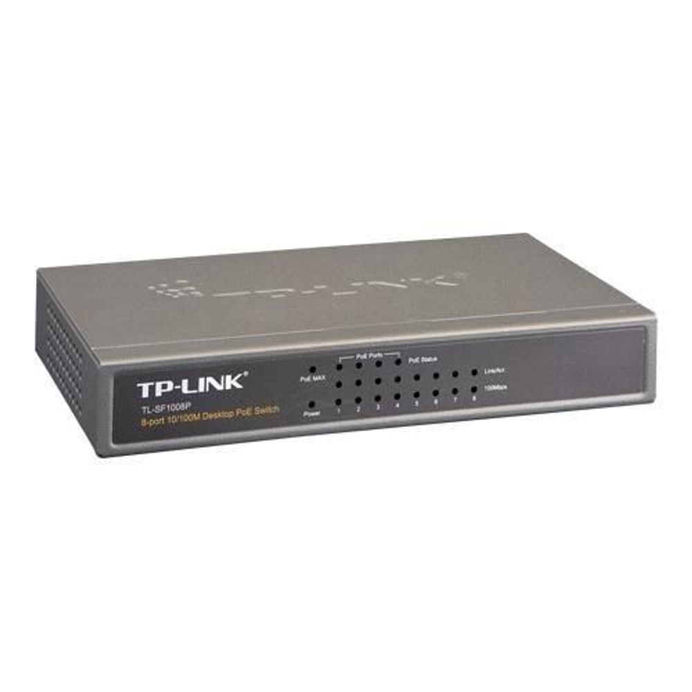 TL-SF1008P - TP-Link 8 Port 10/100M PoE Switch, 8 10/100 RJ45 Ports Including 4 PoE ports, Steel Case