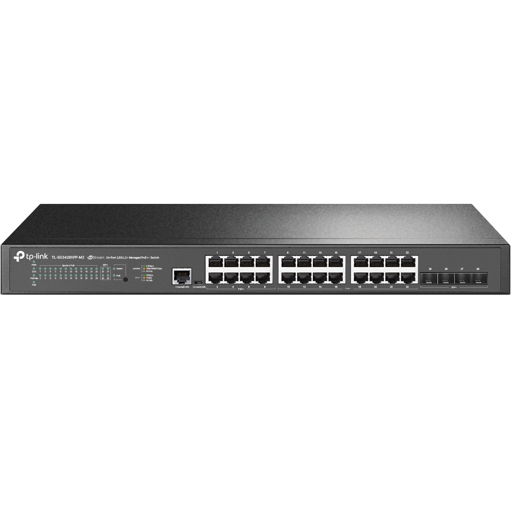 TL-SG3428XPP-M2 - TP-Link JetStream 24-Port 2.5GBASE-T L2+ Managed Switch with 4 10GE SFP+ Slots