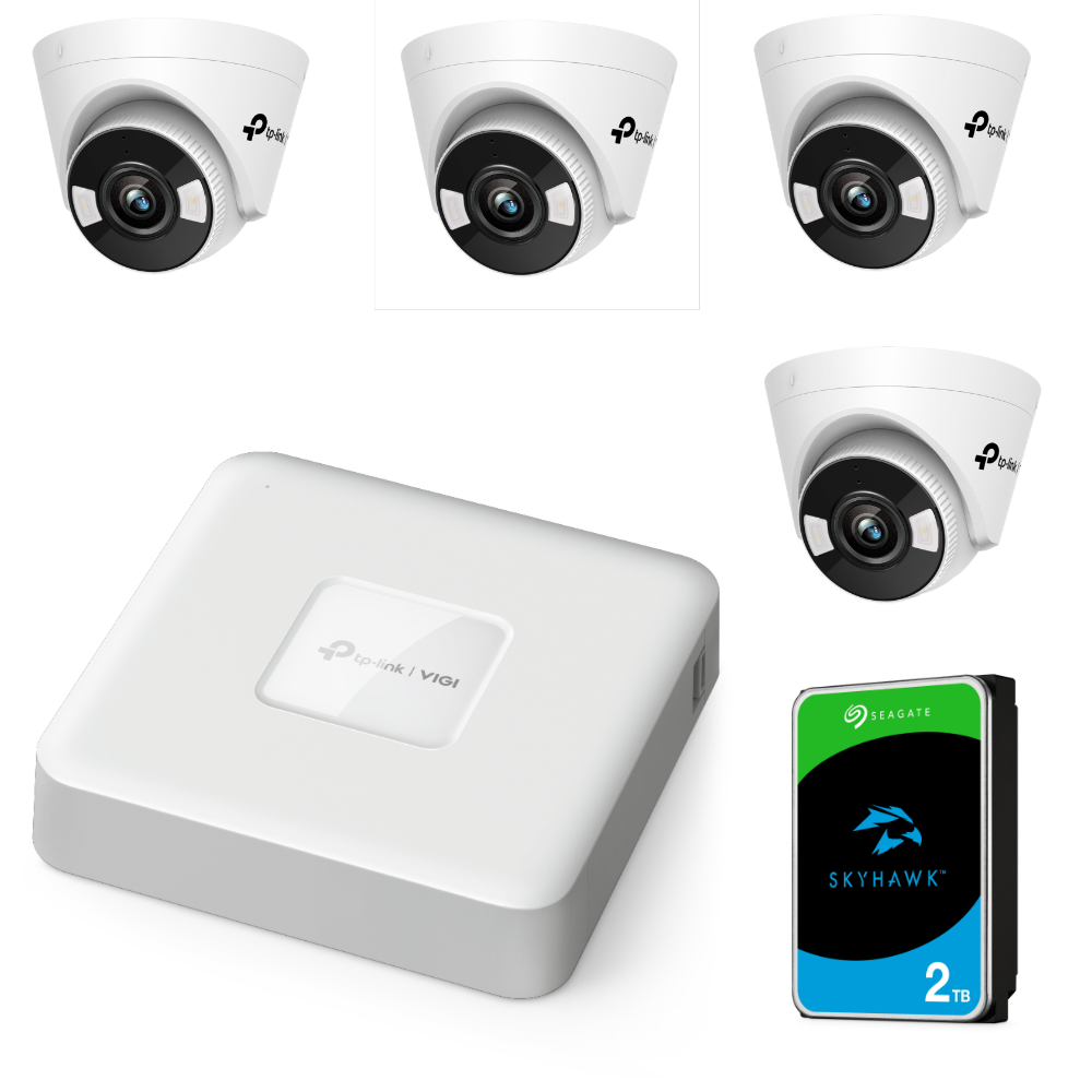 TP-Link Surveillance Kit - 4ch NVR + 2TB HDD + 4x Turret Cameras