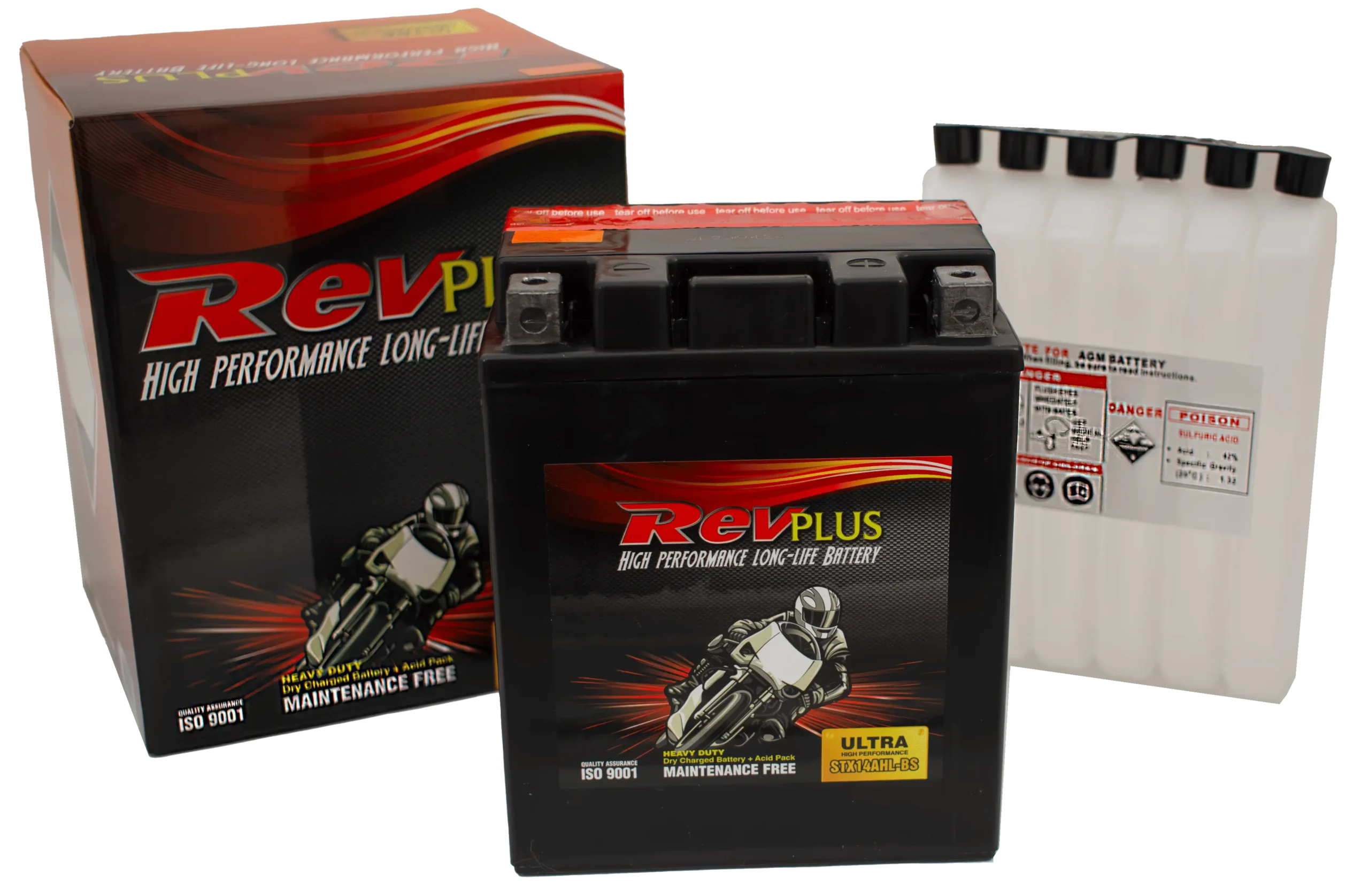 STX14AHL-BS - RevPlus Motorbike Battery 12V 12AH