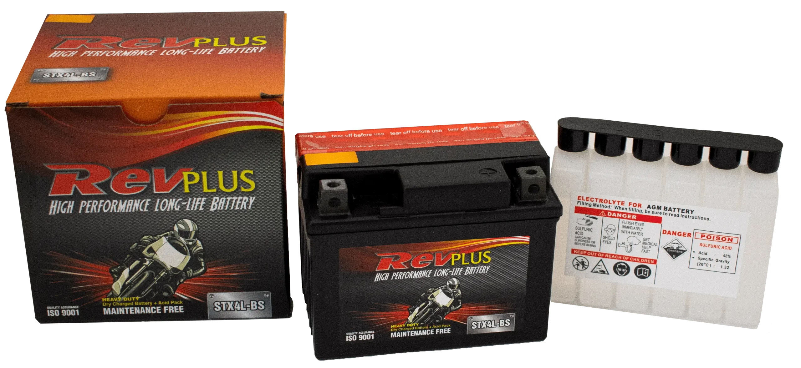 STX4L-BS - RevPlus Motorcycle Battery 12V 3Ah