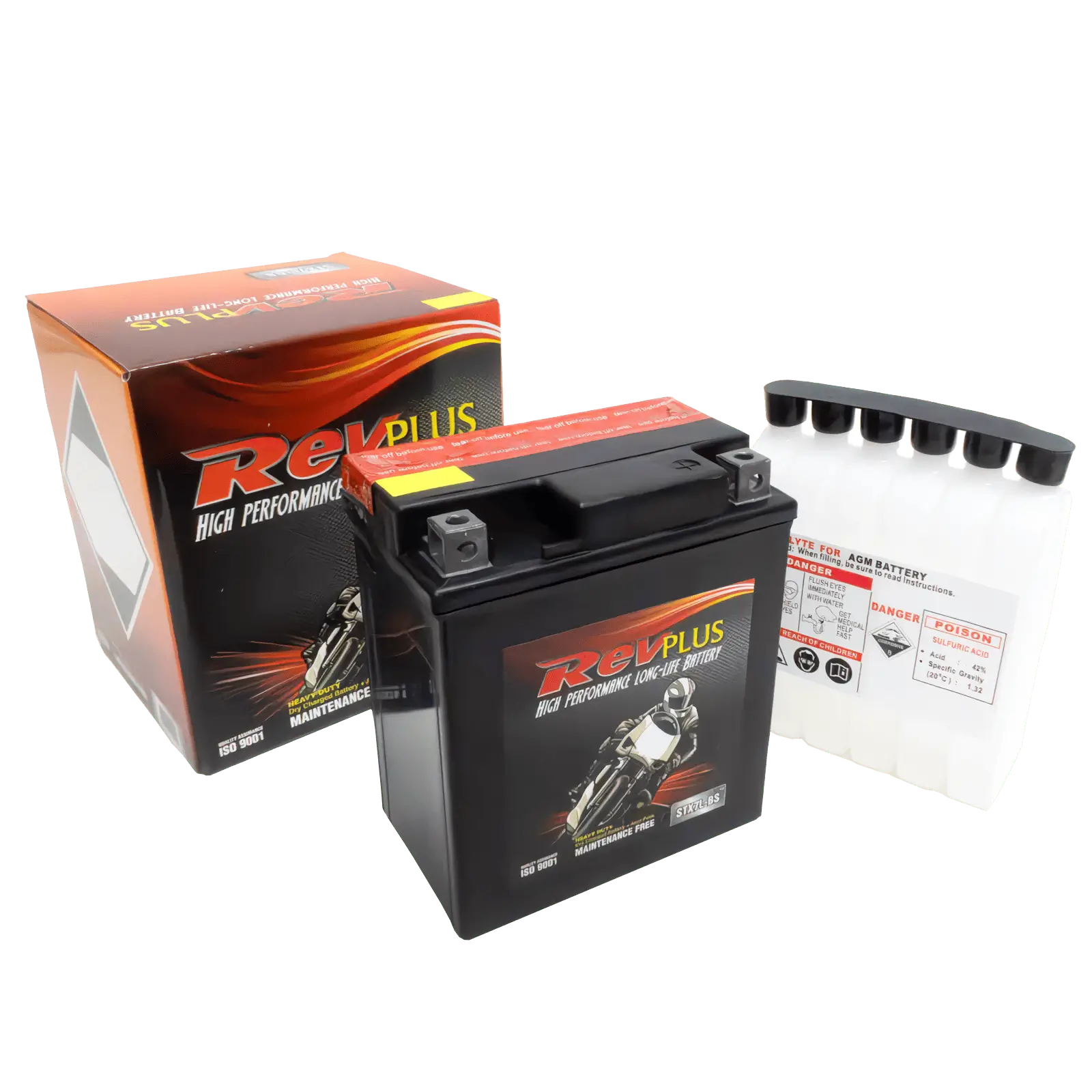 STX7L-BS - RevPlus Motorbike Battery 12V 6Ah