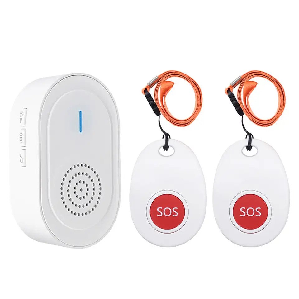 Wireless Rechargeable Caregiver Pager x 2 Call button Pendants