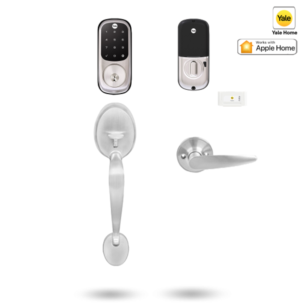 YRD226/GRIPSET/MSN - YALE ASSURE KEYED SMART-READY LOCK WITH MAYFAIR GRIPSET SATIN NICKEL