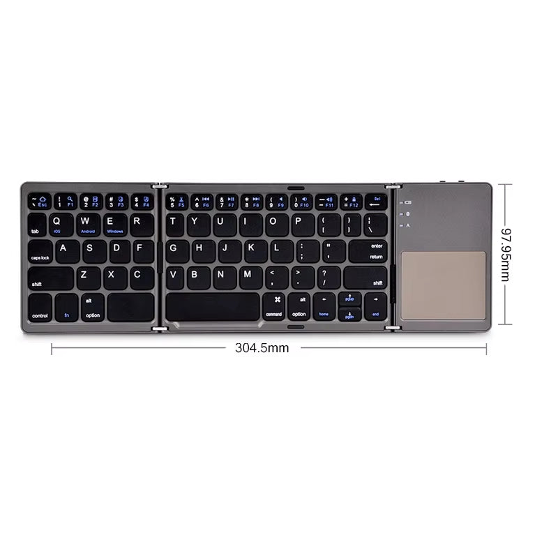 EDUP Wireless Bluetooth Folding Keyboard Touchpad Black