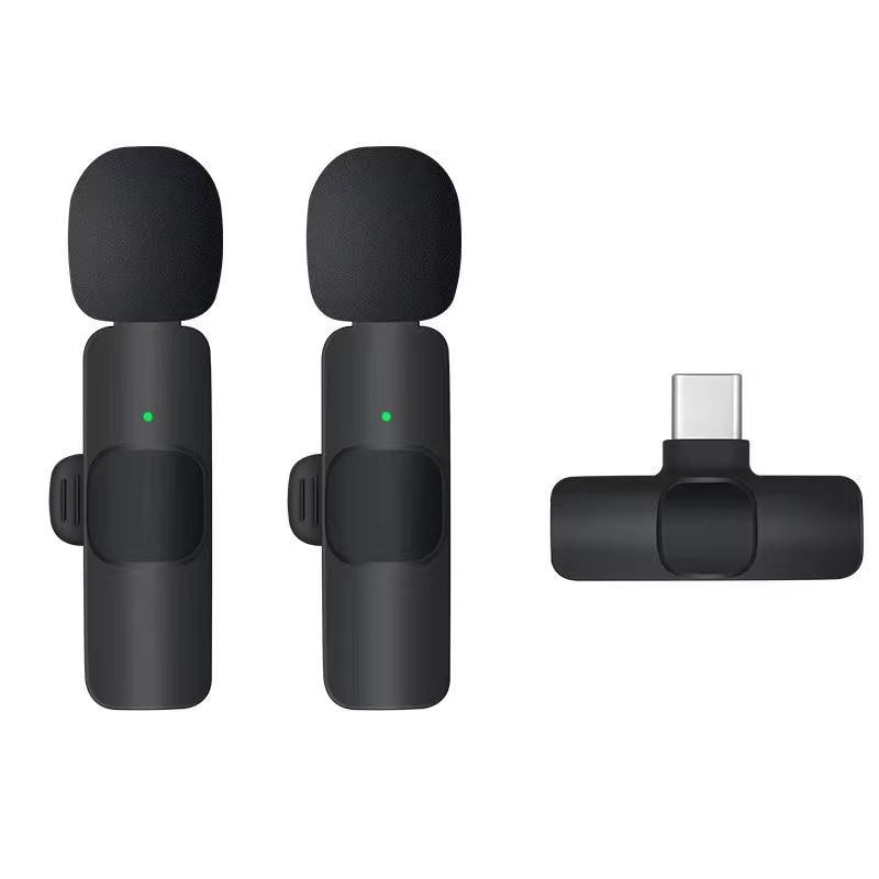 KEKAXI Portable Wireless Lapel Microphones 2In1 C+Charger-Black