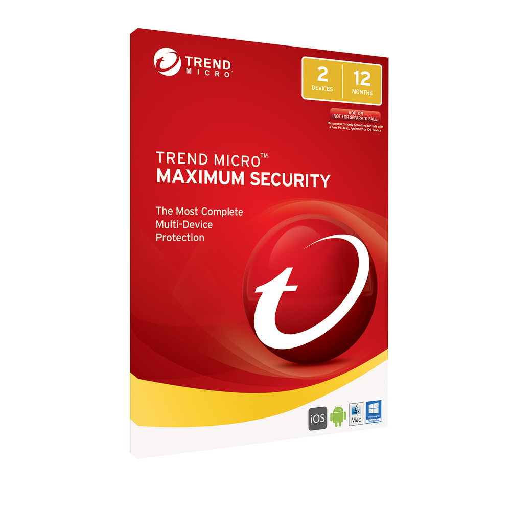 AV-TMAX2017OEM-2U - Trend Micro Maximum Security (1-2 Devices) 1Yr Subscription Add-On