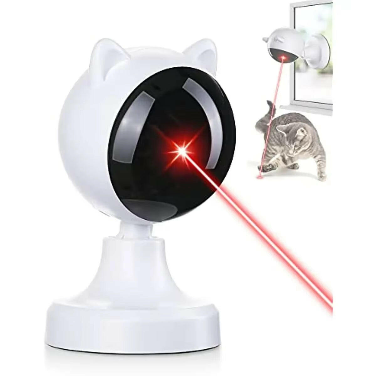 Automatic Laser Interactive Cat Toy - USB Rechargeable Multifunctional Toy for Indoor Cats and Kittens White
