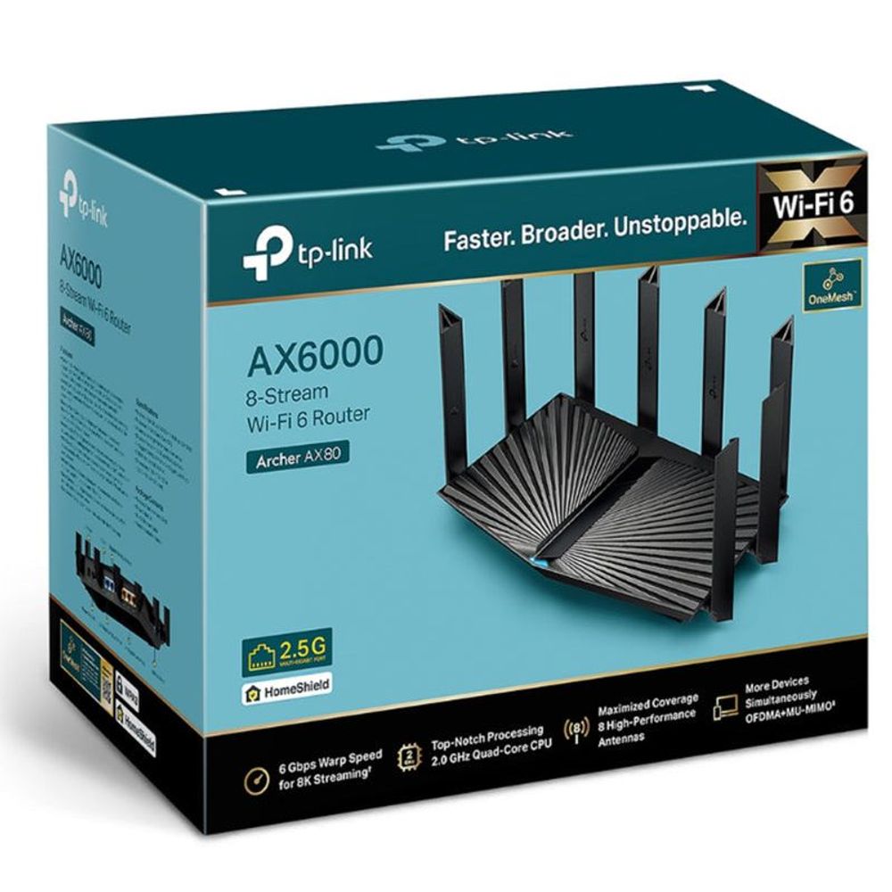 TL-ARCHERAX80 - TP-Link (Archer AX80) AX6000 8-Stream Wi-Fi 6 Router with 2.5G Port