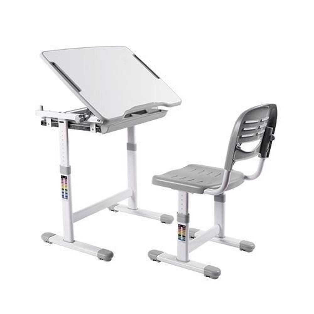 BT-B201-GRY - Bracom Ergonomical Height Adjust kids desk and chair set- Grey