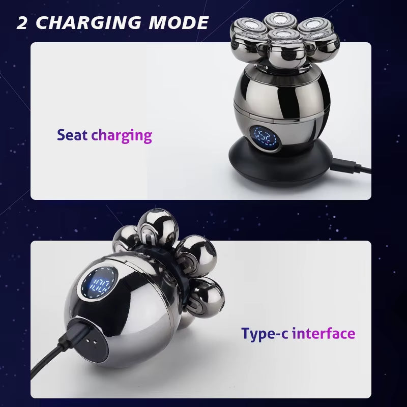 7 Head Electric Shaver for Men - Advanced 7D Floating Cutter, IPX5 Waterproof, USB Wireless Charging
