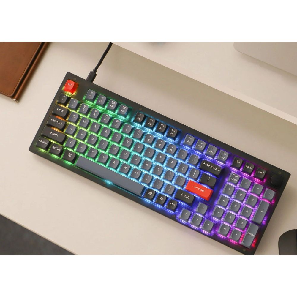 KEYC-V5-C1 - Keychron V5-C1, 96% Layout 100 Keys, Red Switch, RGB, Frosted Black Frame, Hot-Swap, Keychron Pro, Mechanical Wired Keyboard, With Knob