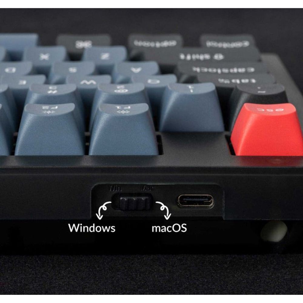 KEYC-V5-C1 - Keychron V5-C1, 96% Layout 100 Keys, Red Switch, RGB, Frosted Black Frame, Hot-Swap, Keychron Pro, Mechanical Wired Keyboard, With Knob