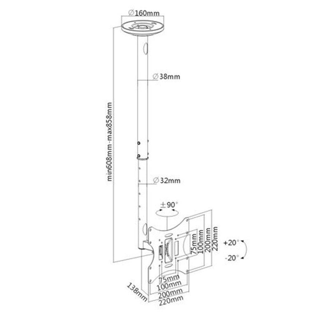 BT-LCD-504A - Bracom LCD Ceiling Bracket Vesa 50/75/100/200m up to 37"