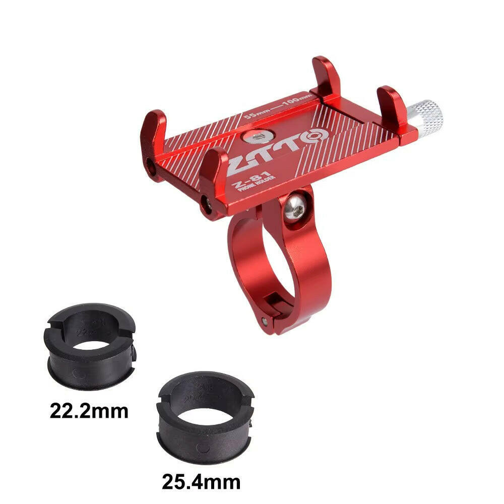 ZTTO Universal Bicycle Phone Holder - Durable Metal Mount for MTB, Road Bike, and Motorcycle Red