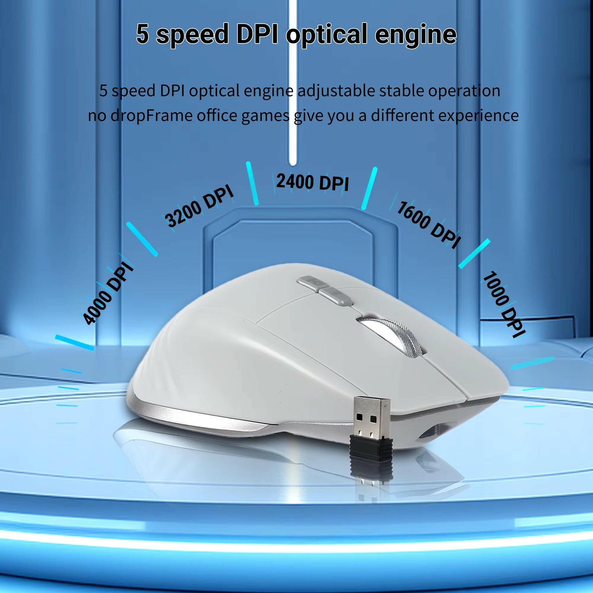 Wireless Mouse Bluetooth+2.4G Tri-Mode Mouse Mute Mice Ergonomic Gaming Mouse USB-C Rechargeable