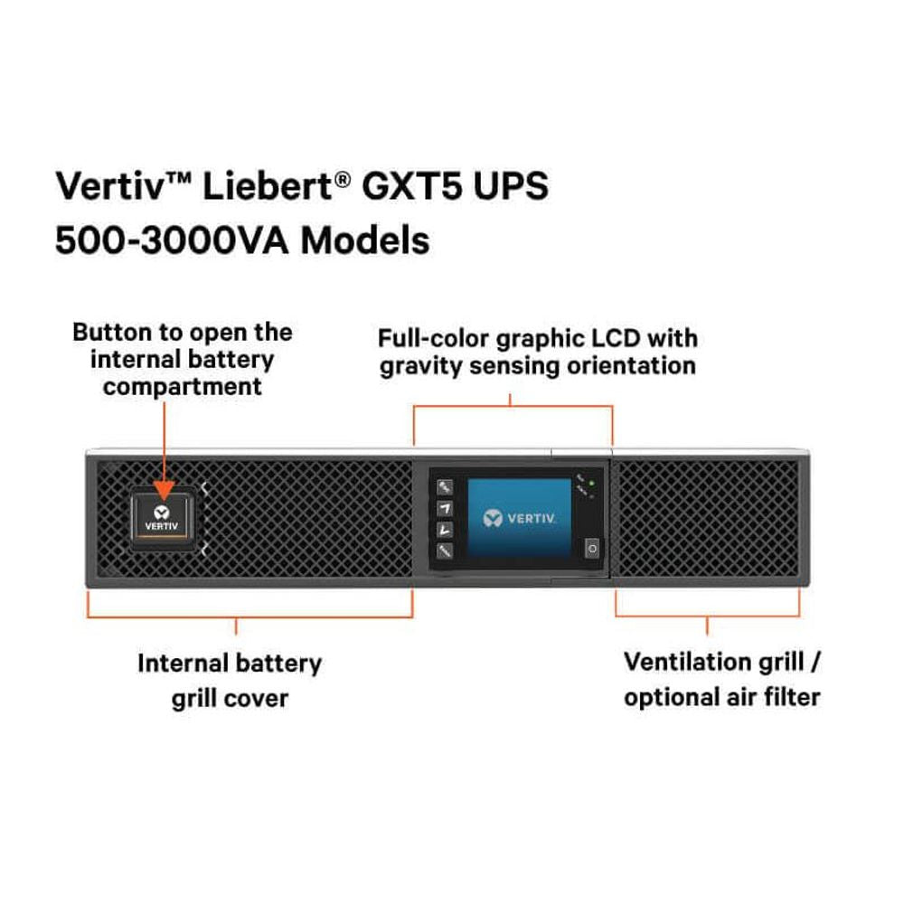 Vertiv UPS GXT5-1500IRT On-Line UPS Rack/Tower 1500VA/1500W