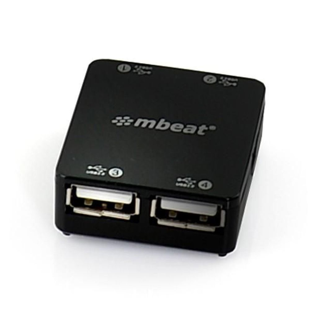 MB-USB-UPH110K - mbeat Super mini 4 port USB 2.0 hub with tuck-away cable design