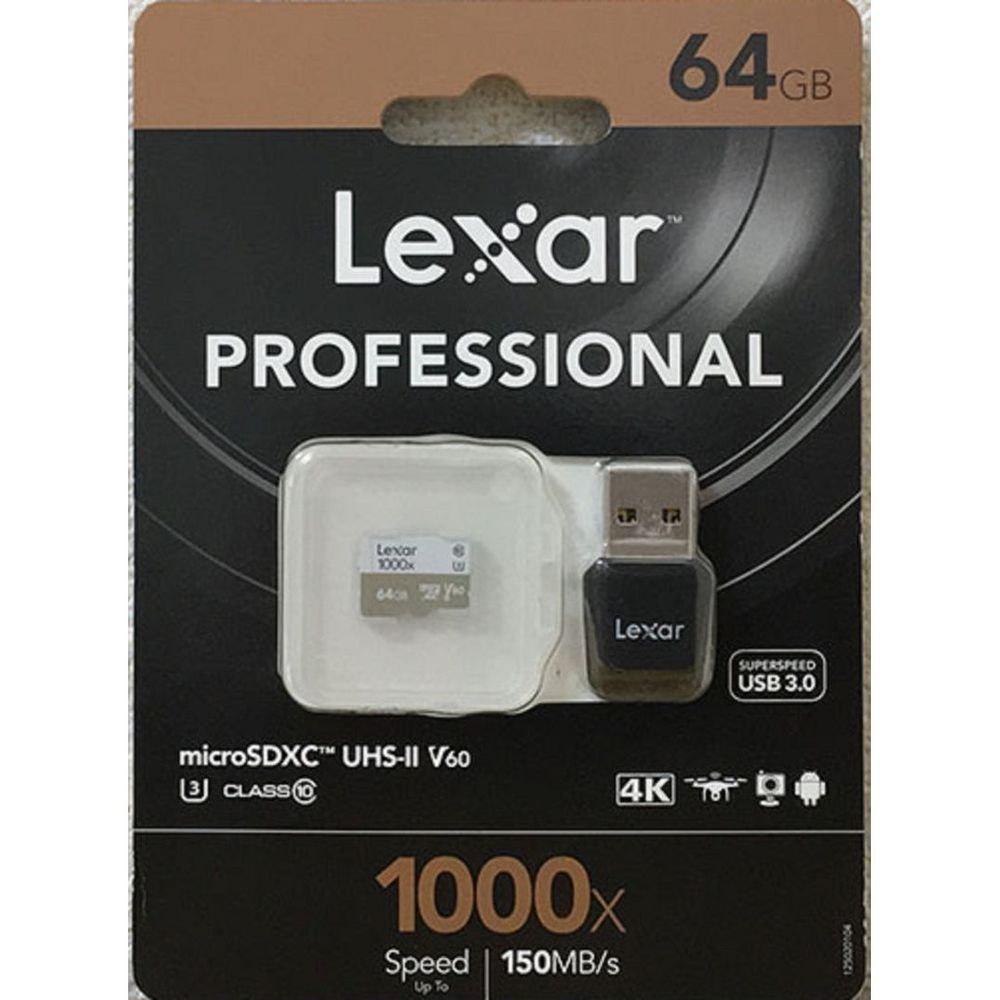 LEX-LSDMI64GCBAP1000 - Lexar Professional 1000x microSDHC/SDXC UHS-II 64GCB