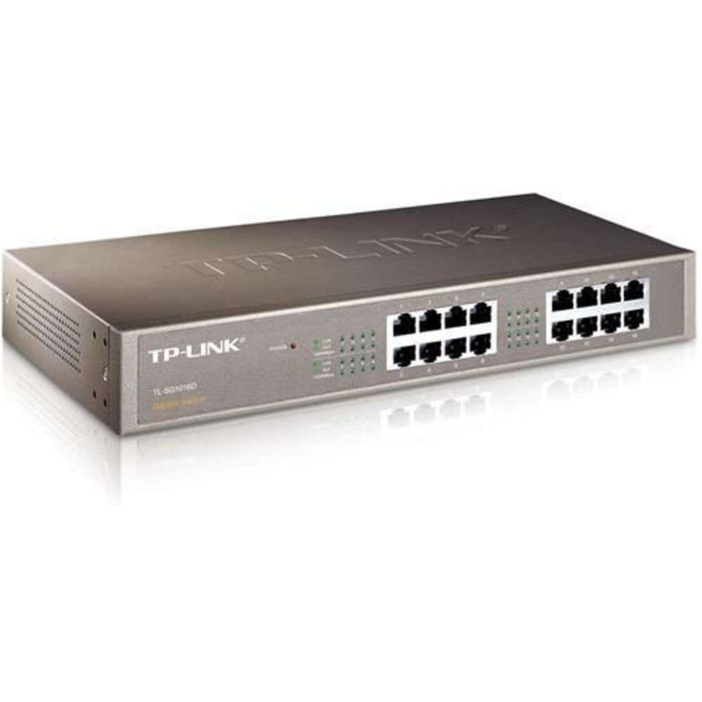 TL-SG1016D - TP-Link 16 Port Gigabit Desktop/Rackmount Switch 13-inch Steel Case (Brackets Included)