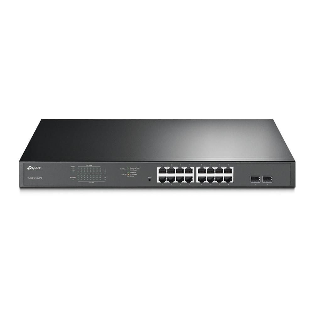 TL-SG1218MPE - TP-Link TL-SG1218MPE 16-Port Gigabit Easy Smart PoE+ Switch with 2 x SFP, 16-Port PoE+ (Max 192W), Rackmount Kit Included