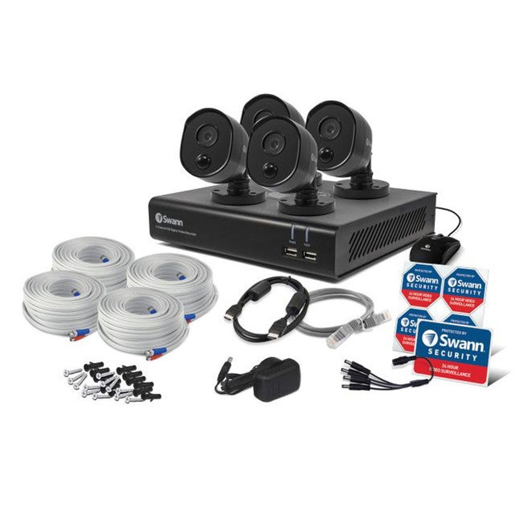 Swann SWDVK-444804BV-AU 4 Channel Security System: 1080p Full HD DVR-4480, 32GB Micro SD Card & 4 x 1080p Thermal Sensing Cameras PRO-1080MSB