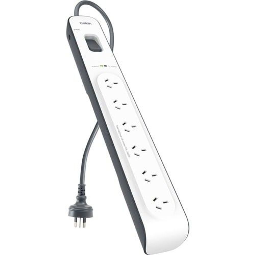 BSV603AU2M - Belkin 6-Outlets Surge Suppressor/Protector - 6 x AC Power - 650 J - 2 m - External