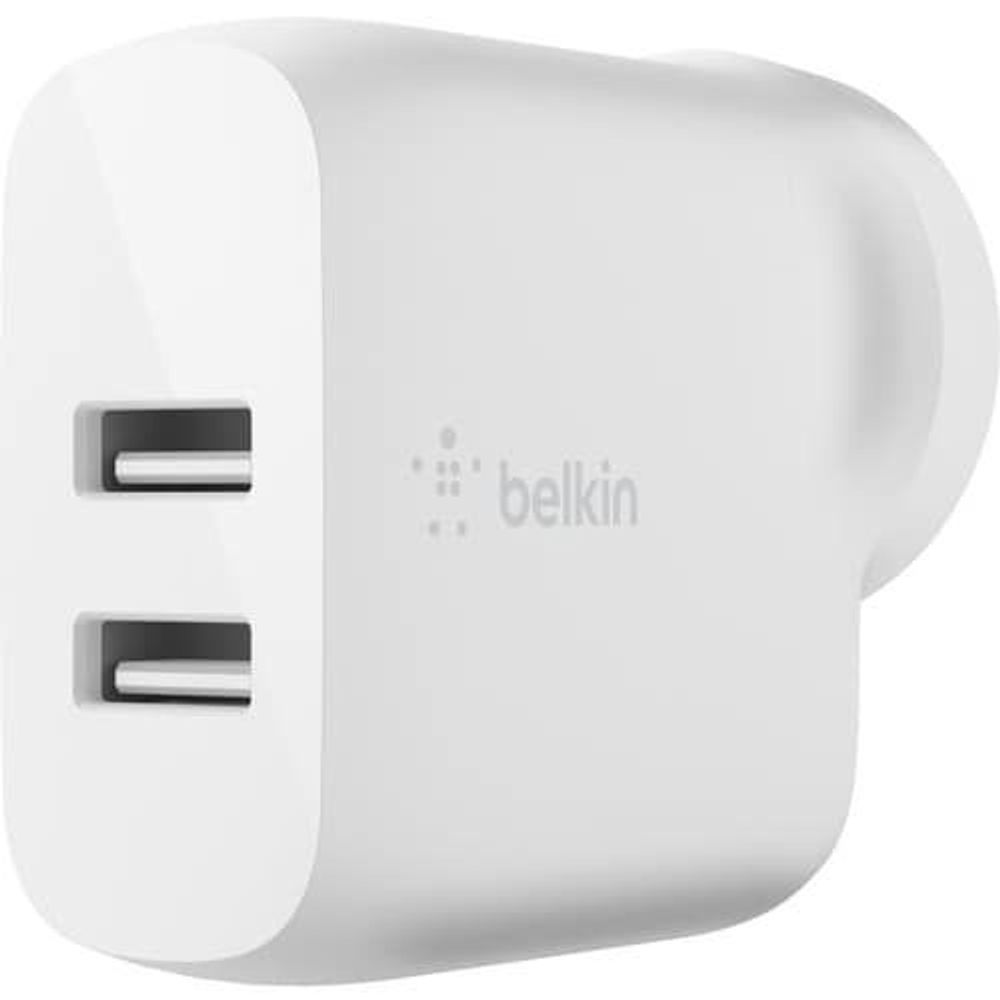 WCB002AUWH - Belkin BOOST CHARGE Dual USB-A Wall Charger 24W - 1 Pack - 24 W - 4.80 A Output - White