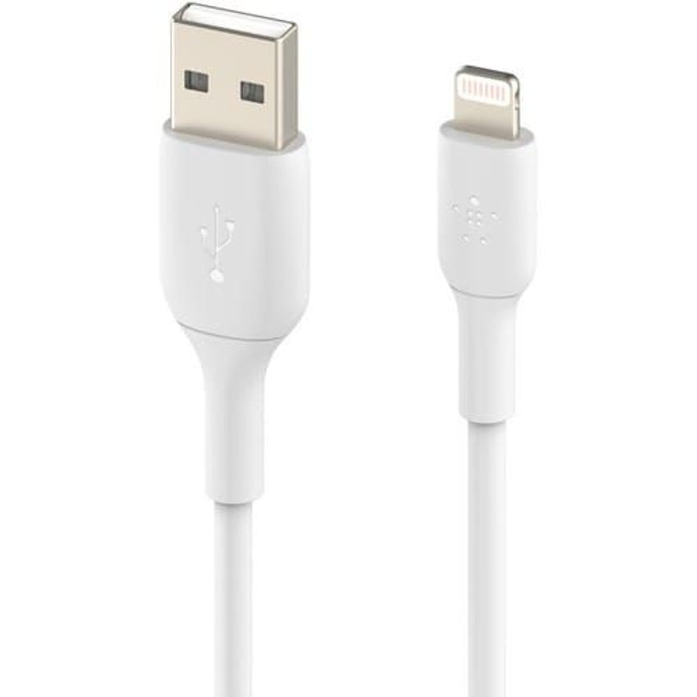 CAA001BT2MWH - Belkin Lightning/USB Data Transfer Cable - 2 m Lightning/USB Data Transfer Cable for Notebook, Power Bank, iPhone, iPad, iPad Pro - First End: 1 x Lightning Male - Second End: 1 x USB Type A Male - MFI - White