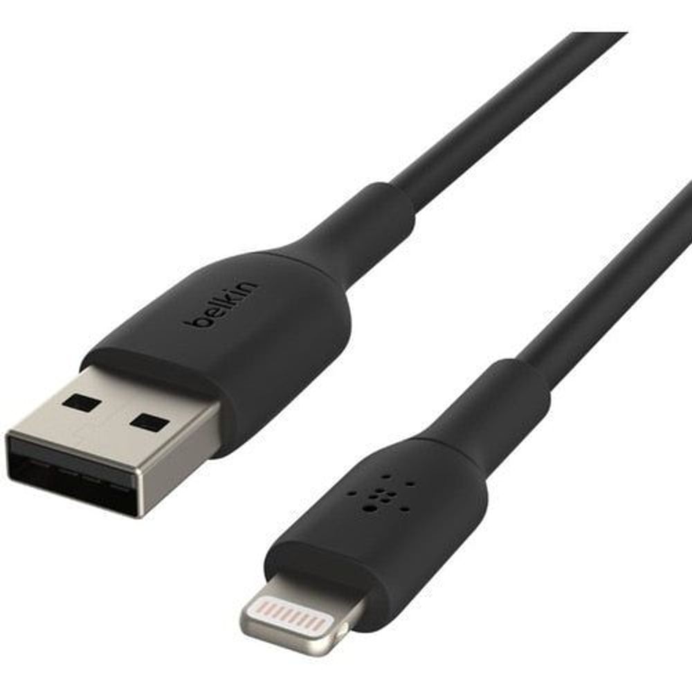 CAA001BT3MBK - Belkin Lightning/USB Data Transfer Cable - 3 m Lightning/USB Data Transfer Cable for Notebook, Power Bank, iPhone, iPad, iPad Pro - First End: 1 x Lightning - Male - Second End: 1 x USB Type A - Male - MFI - Black - 1