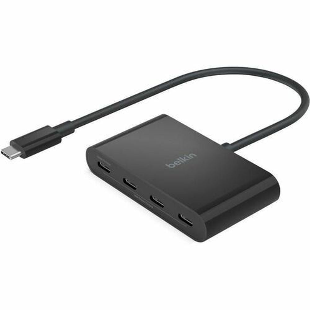 AVC018BTBK - Belkin Connect USB-C 4-Port Hub, Adapter Dongle, 4xUSB-C Ports & 100W PD Max 10Gbps Data Transfer Mac/Chromebook - USB 3.2 Gen 2 (3.1 Gen 2) Type-C - 4 USB Port(s) - PC, ChromeOS, Mac, iPadOS