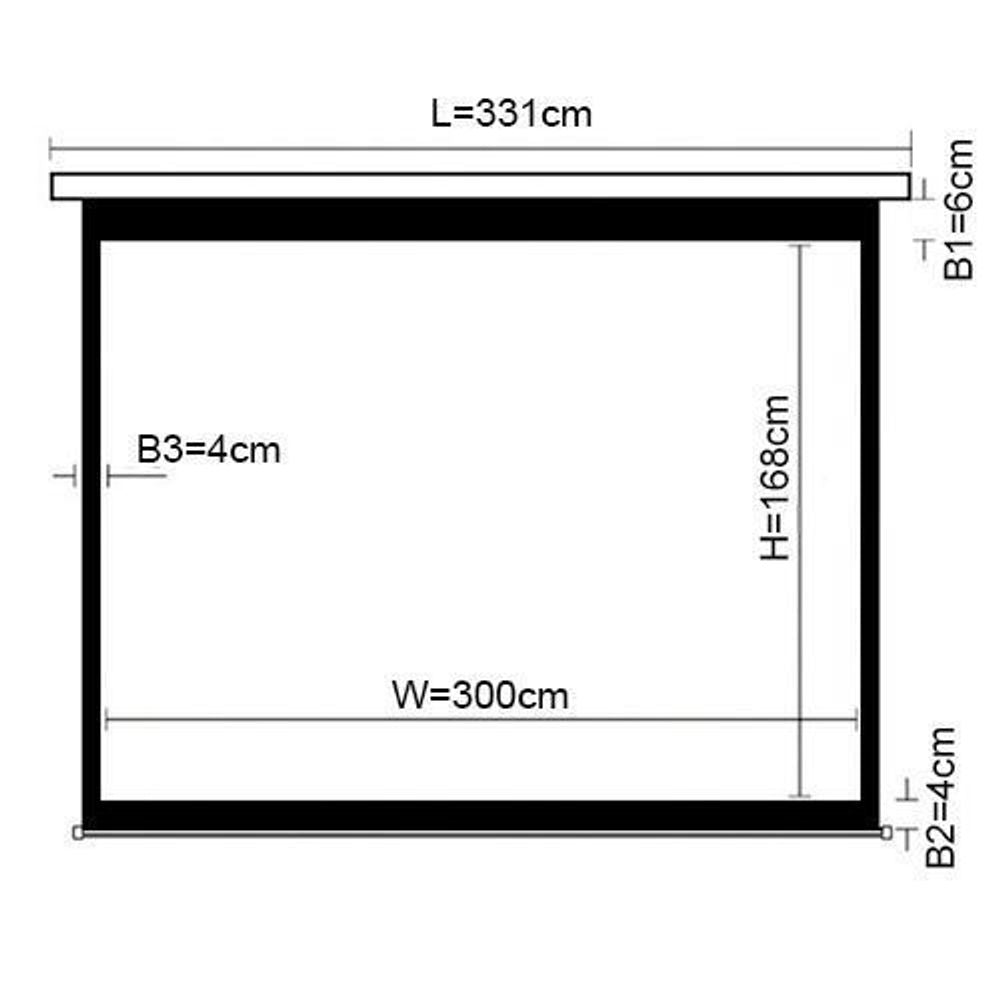 BRATECK 135'' Electric Projector Screen with Remote, Fiberglass Matte White Fabric. 16:9 aspect Ratio