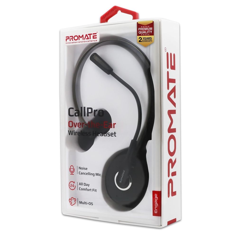 PROMATE ENGAGE.BLK Over ear Mono Bluetooth Headset with HD Voice Clarity.