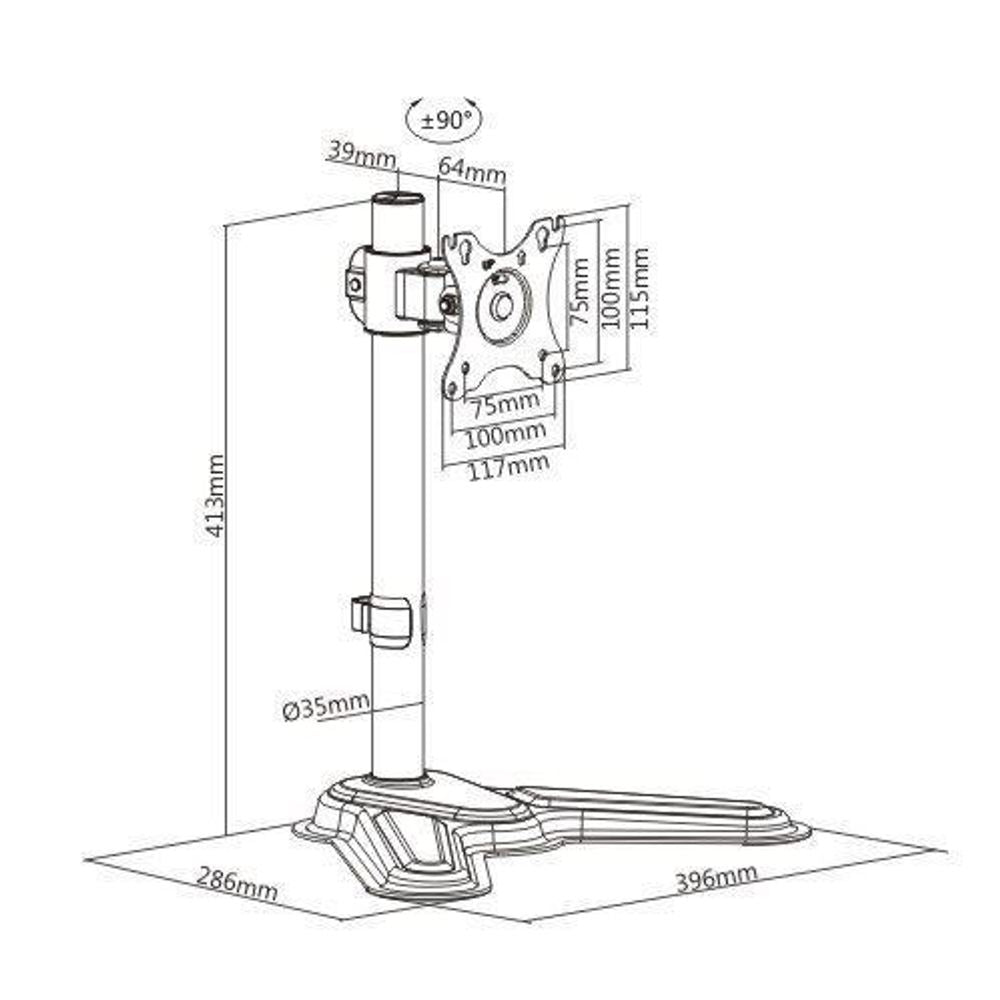 BRATECK 17''-32'' Single Screen Articulating Monitor Stand. Free-Tilting Design, Sturdy Steel Base, 360 Rotary VESA Plate