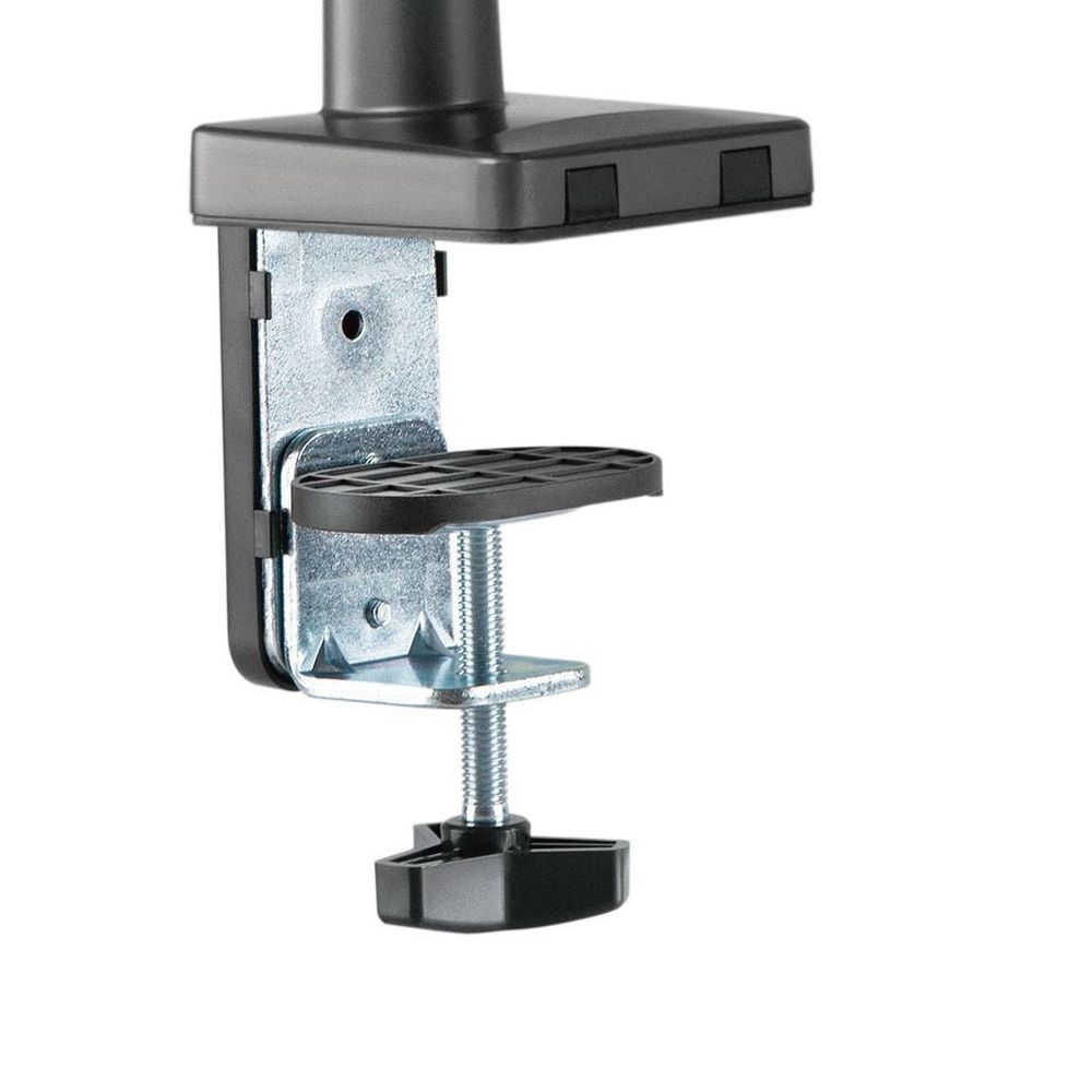 BRATECK 17''-32'' Polished Aluminium Gas-Spring Desk Mount Duel Monitor Arm. Supports VESA up to 100x100