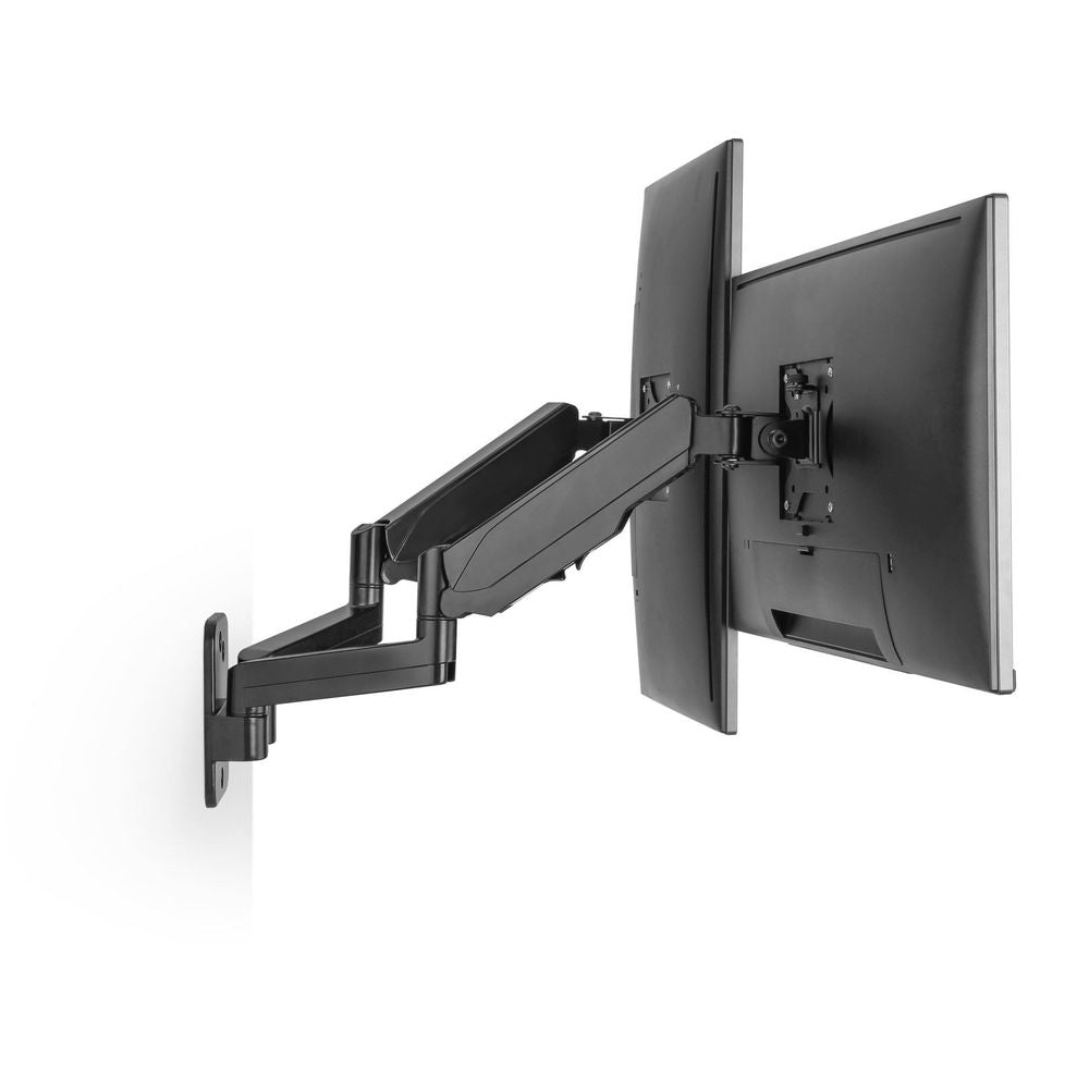 BRATECK 17''-32'' Dual Screen Wall Mounted Gas Spring Monitor Arms. Max load: 9kgs (per arm). VESA 75x75 & 100x100