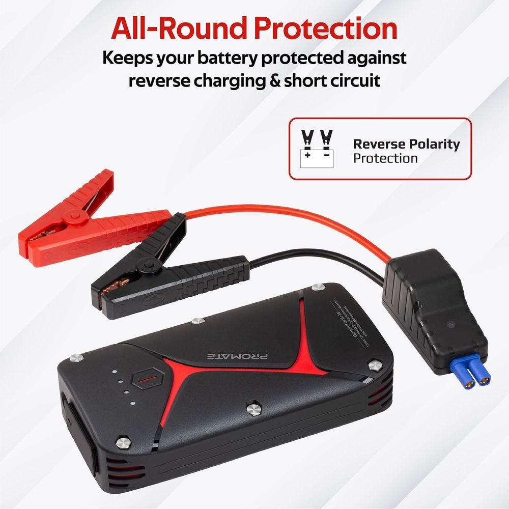 PROMATE 12V IP67 Car Jump Starter with Built-in 16000mAh Powerbank.