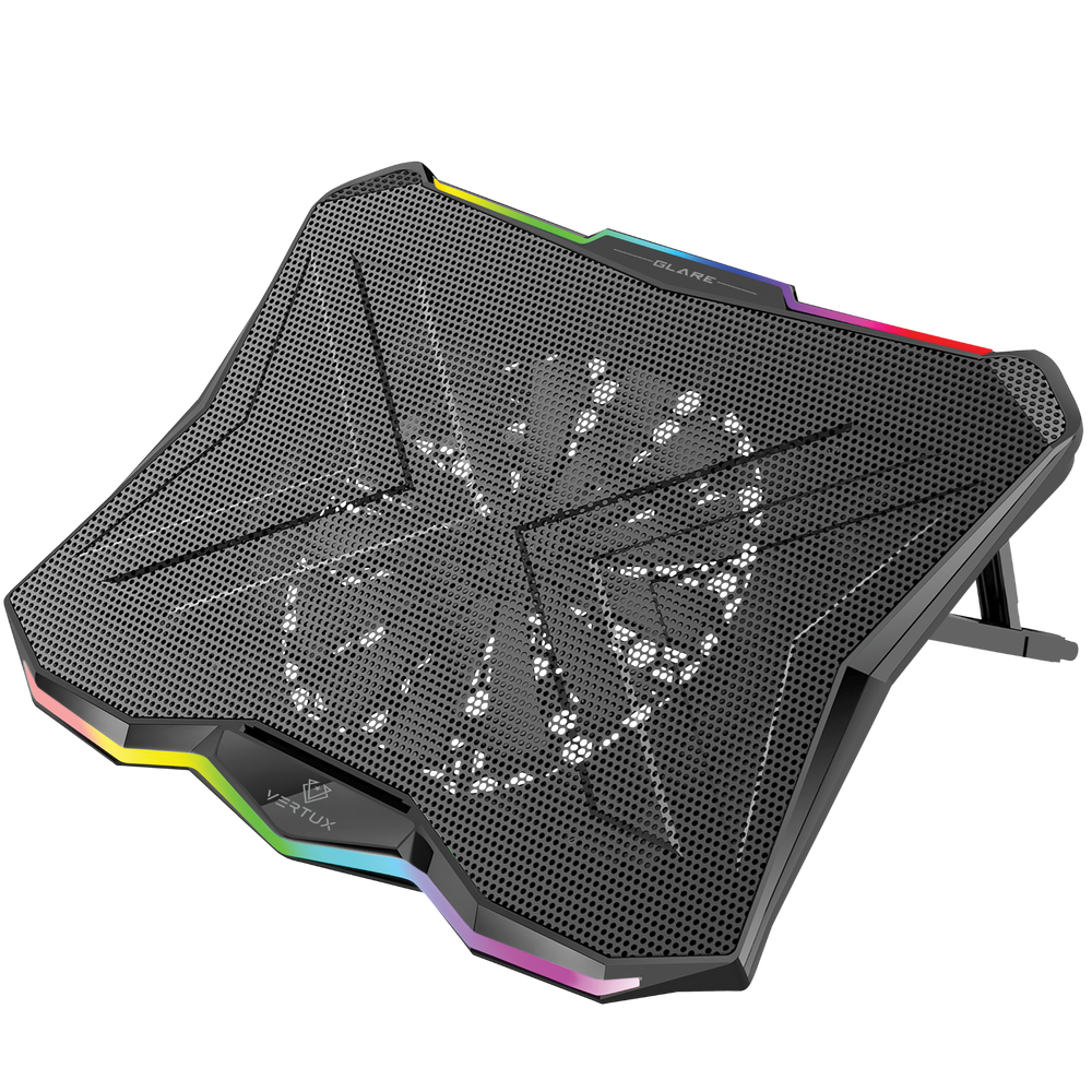 VERTUX Gaming Portable Height Adjustable Cooling Pad with Rainbow LED Lights