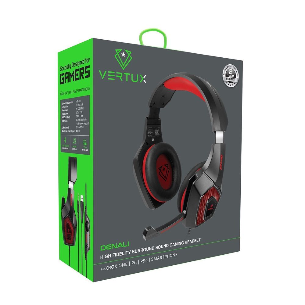 VERTUX DENALI Gaming High Fidelity Surround Sound Wired Over-ear. Colour Options