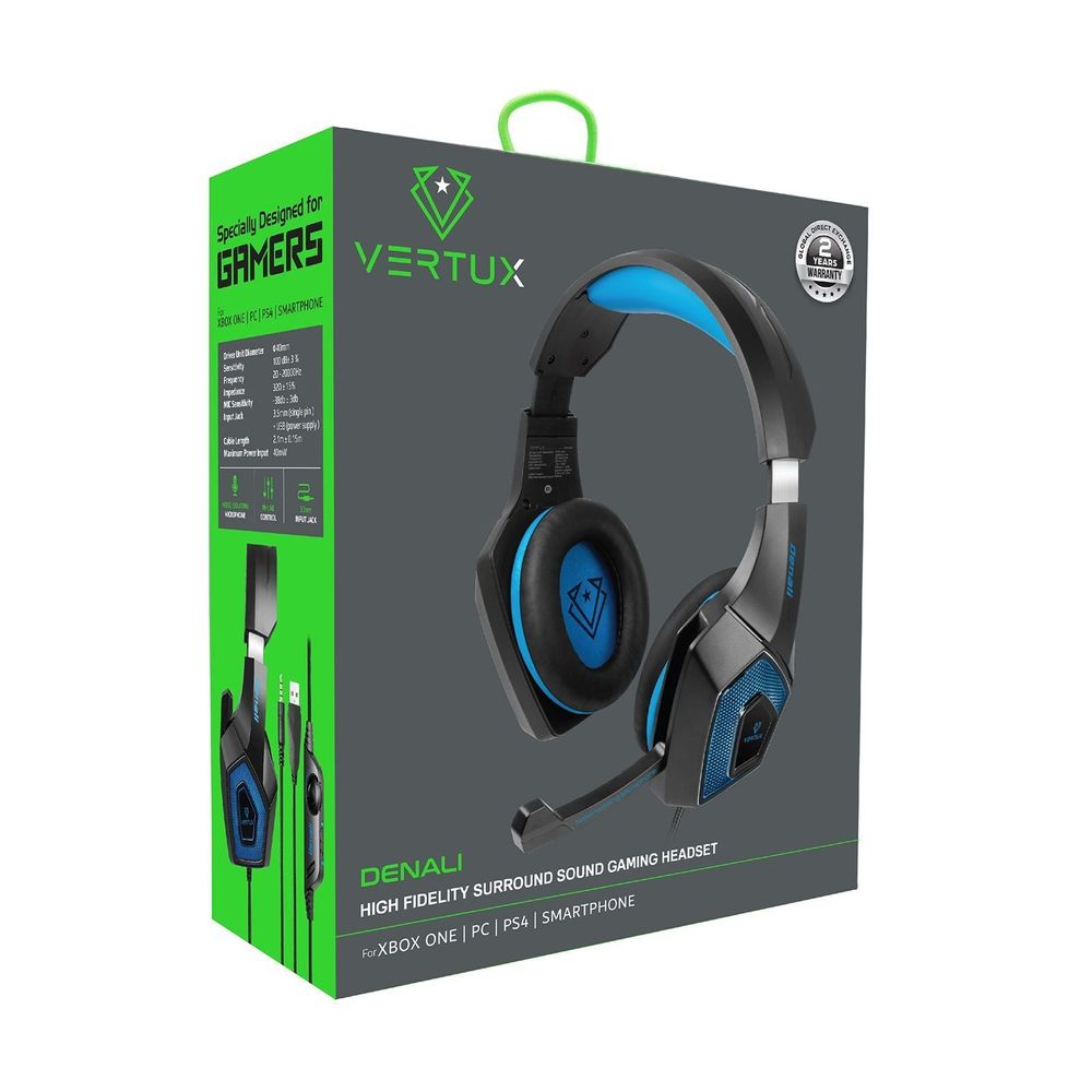 VERTUX DENALI Gaming High Fidelity Surround Sound Wired Over-ear. Colour Options