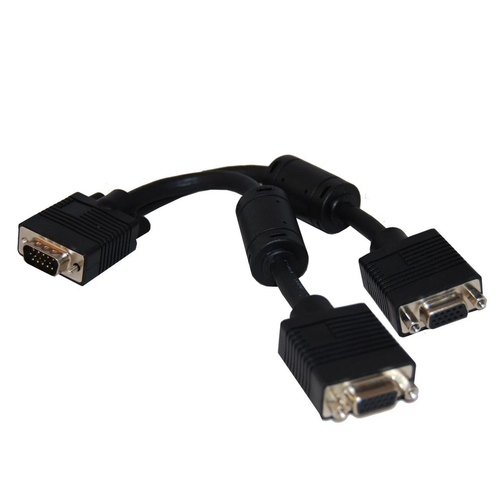 DYNAMIX 0.15m VGA Splitter Cable. (HD DB15M to 2x HD DB15F)