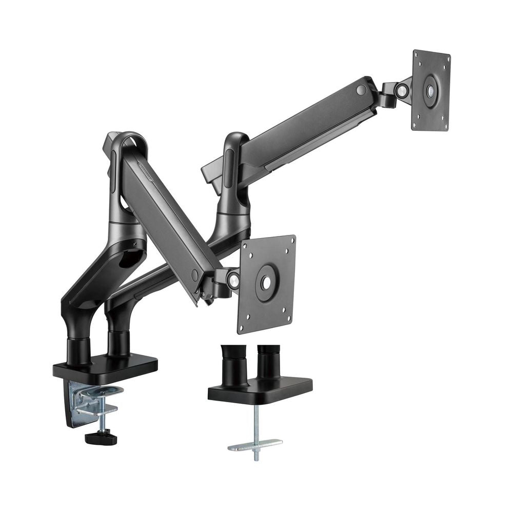 BRATECK 17''-32'' Premium Aluminium Dual Spring-Assisted Desk Mount Monitor Arm. Supports VESA up to 100x100