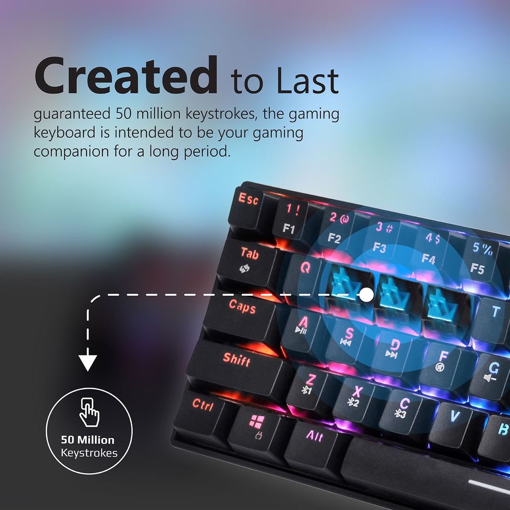 VERTUX Mini Bluetooth Mechanical Gaming Keyboard with RGB LED