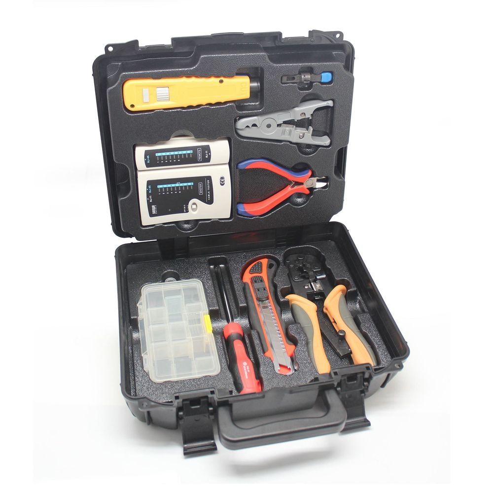 GOLDTOOL 9 Piece LAN Basic Repair Tool Kit with Heavy Duty Plastic