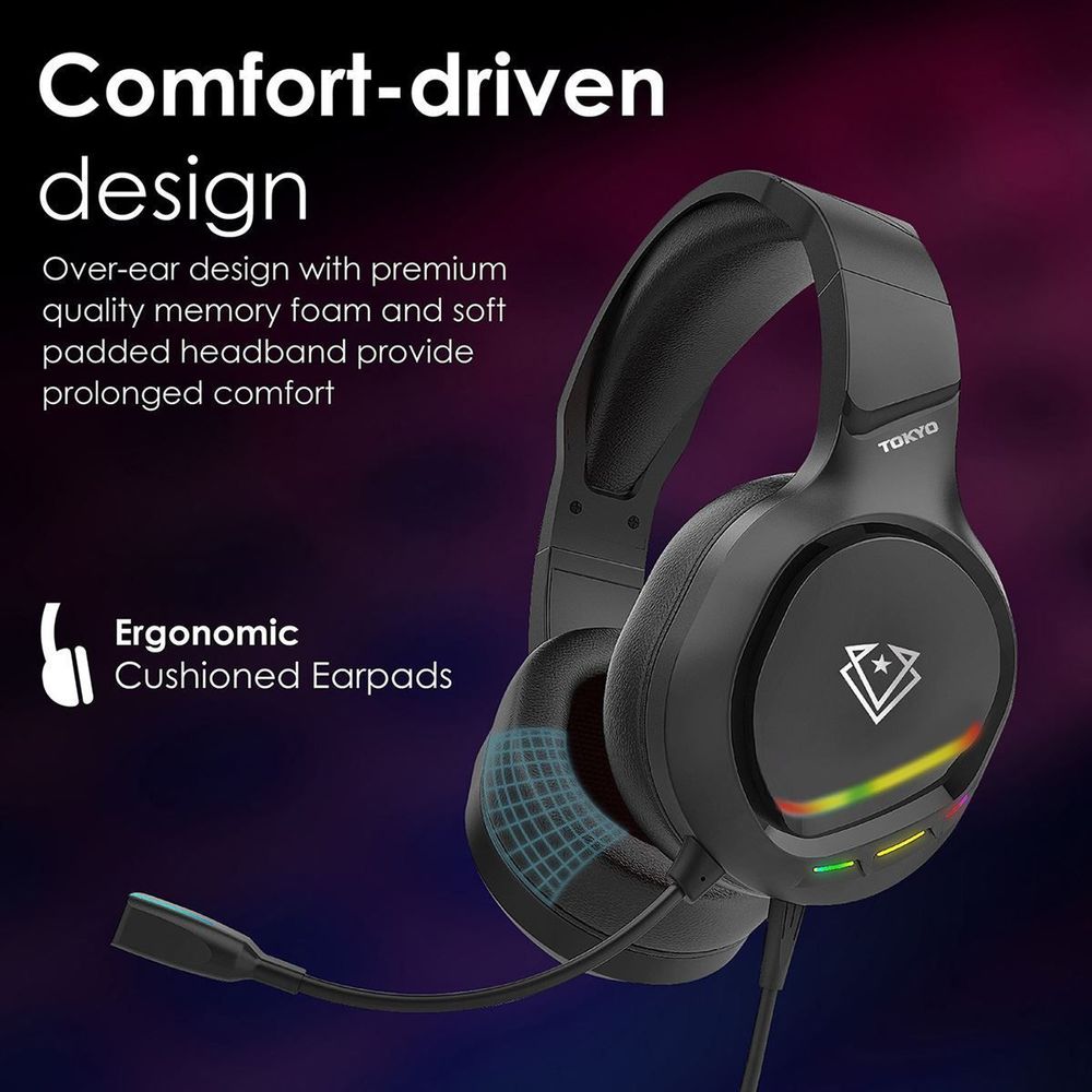 VERTUX Gaming Noise Isolating Amplified Wired Eronomic Over-ear. Colour Options